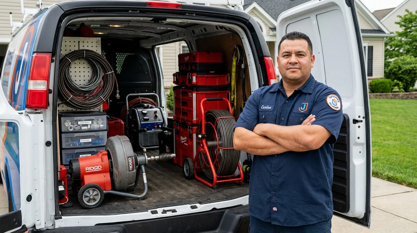 Professional drain cleaning equipment and Johns Plumbing LLC plumber in Bracey