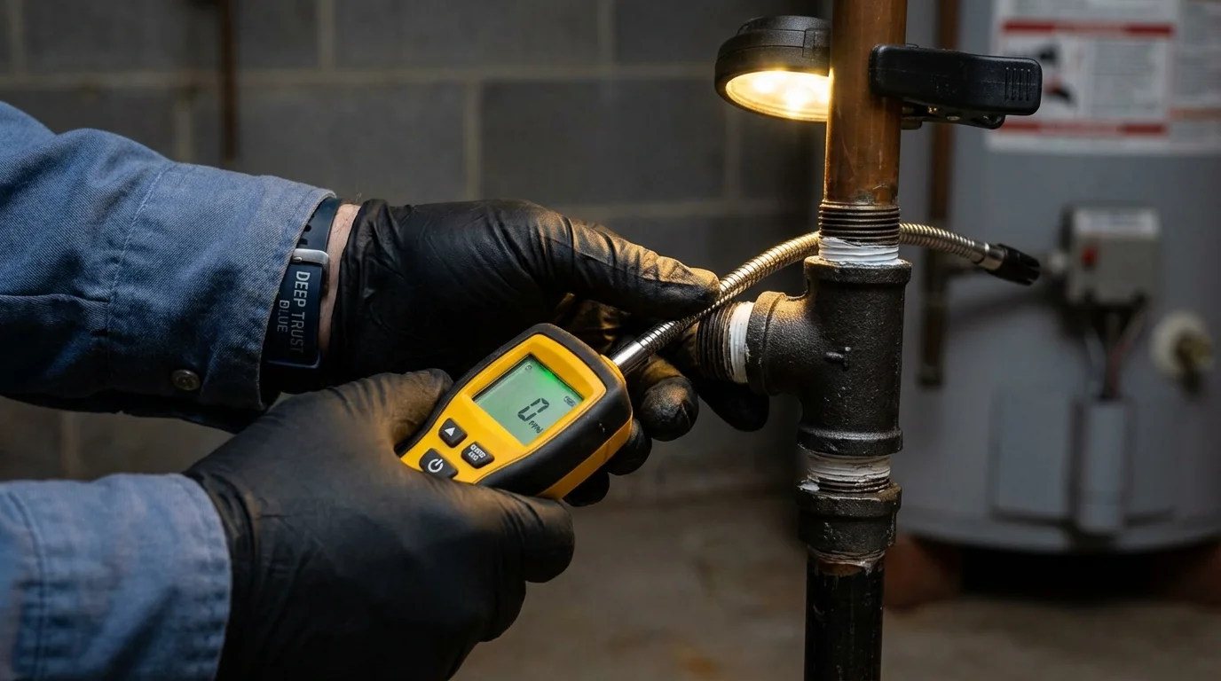 Gas leak detection with electronic sniffer by Johns Plumbing LLC in Bracey