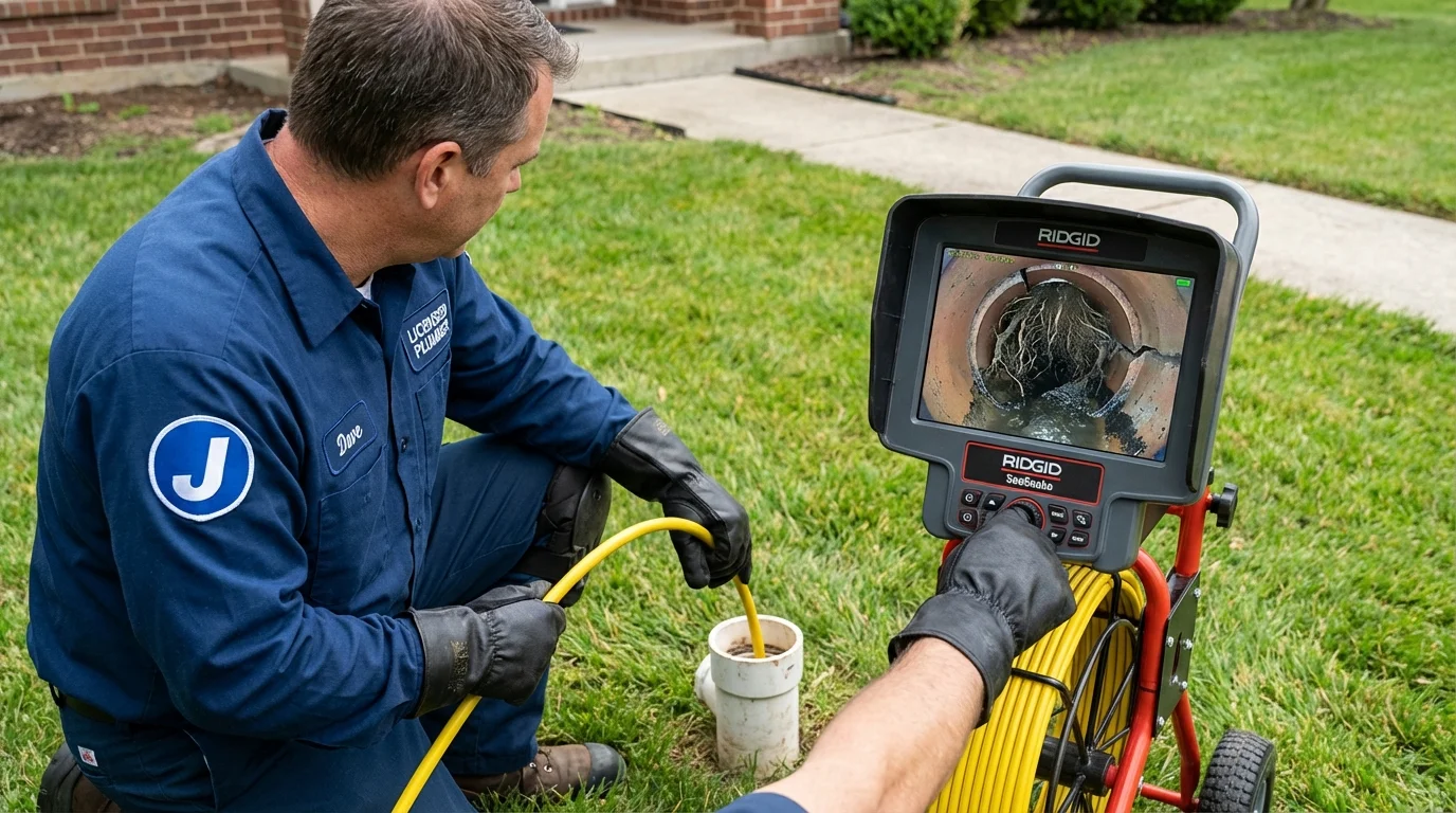 Sewer camera inspection being performed by Johns Plumbing LLC in Bracey